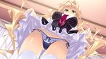  blonde_hair blush game_cg guardian☆place hibarigaoka_itsuki hinata_mutsuki long_hair panties seifuku skirt skirt_lift skyfish thighhighs underwear 