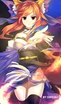  animal_ears artist_name bad_id bad_pixiv_id bare_shoulders black_legwear choker detached_sleeves fate/extra fate/extra_ccc fate_(series) fox_ears fox_tail long_hair red_hair solo swd3e2 tail tamamo_(fate)_(all) tamamo_no_mae_(fate) thighhighs wide_sleeves yellow_eyes 