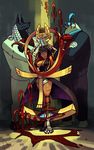  albus_(skullgirls) alex_ahad ankh bird black_hair blood blue_eyes bob_cut bone breasts dark_skin eliza_(skullgirls) falcon hagoromo highres horace_(skullgirls) jackal lab_zero_games large_breasts official_art shawl skullgirls snake 