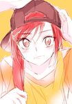  baseball_cap hat hino_akane_(smile_precure!) looking_at_viewer precure red_eyes red_hair short_hair smile_precure! tima wavy_mouth 