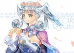  cloak flower gloves head_wings melia nadir silver_eyes silver_hair solo xenoblade_(series) xenoblade_1 