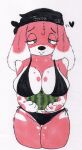 absurd_res anthro beagle big_breasts big_ears bikini blush blush_lines breasts canid canine canis clothing domestic_dog female floppy_ears food fruit fur hi_res hunting_dog kerchief looking_at_viewer mammal melon mootsncompany pink_body pink_fur plant rose_(mootsncompany) scent_hound sketch smile solo swimwear traditional_media_(artwork) two-piece_swimsuit watermelon