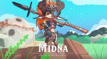  1_eye 2_toes 3_fingers alternate_species anthro banjacks blin_(tloz) bokoblin chain claws clothing fangs feet female finger_claws fingers hair hi_res long_ears long_ponytail melee_weapon midna nintendo polearm ponytail queen royalty sheik_(tloz) sheikah_outfit smile solo spear tears_of_the_kingdom teeth the_legend_of_zelda toe_claws toes twilight_princess weapon 