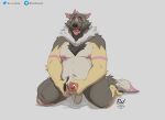  2023 anthro balls bodily_fluids canid canine canis cum cum_on_ground cum_on_hand cum_on_penis cum_on_self ear_piercing erection fur genital_fluids genitals grey_background grey_body grey_fur hi_res humanoid_genitalia humanoid_penis industrial_piercing kneeling looking_pleasured male male_anthro mammal masturbation mexican_wolf nando_wolf neck_tuft nipples nude nude_anthro nude_male open_mouth open_smile overweight overweight_anthro overweight_male penis piercing pink_body pink_fur pink_penis simple_background smile solo tail tan_body tan_fur teeth tongue tongue_out tuft wolf yellow_eyes 