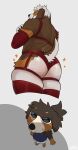  absurd_res angel_(angeldagoof) anthro beagle big_butt blue_clothing blue_shirt blue_topwear bluesh brown_body brown_fur butt canid canine canis clothing crossed_arms domestic_dog duo erection fur hi_res hunting_dog lingerie looking_back looking_up_at_partner male male/male mammal molosser mountain_dog presenting presenting_hindquarters red_clothing red_lingerie rye_(thatonehounddog) saint_bernard scent_hound shirt tail topwear white_body 