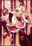  baumkuchen blonde_hair cake cherry chocolate clover dress eating food fork four-leaf_clover fruit highres ice_cream long_hair orange_eyes panties ribbon sakura-sou_no_pet_na_kanojo shiina_mashiro solo underwear 