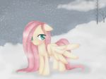  cyan_eyes equine feathers female feral floppy_ears fluttershy_(mlp) friendship_is_magic fur hair horse long_hair looking_back mammal my_little_pony outside pegasus pink_hair pony shy slickpaint smile snow solo tree wings winter yellow_fur 