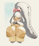 2026 2_mouths areola big_areola big_breasts big_nipples bodily_fluids bow_ribbon breasts don't_attack_me_mawile embarrassed fangs female forastero generation_3_pokemon grey_pseudo_hair huge_areola huge_breasts huge_nipples humanoid mawile montgomery_glands multi_mouth nintendo nipples pink_eyes pokemon pokemon_(species) pseudo_hair simple_background solo sweat sweatdrop tears teeth yellow_body