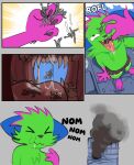 absurd_res alwhiteberry anthro bodily_fluids city city_destruction cityscape clothed clothing comic destruction don't_touch_my_pizza_(meme) extreme_size_difference group hi_res kevin_(nyanwolf) macro male male/male nyanwolf open_mouth oral_vore reverse_mouth_shot saliva saliva_on_tongue size_difference tongue tongue_out trampling underwear underwear_only vore
