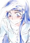  aoki_reika blue_eyes blue_hair blush long_hair precure simple_background smile_precure! tears tima white_background 