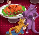 3_toes 4_toes 5_fingers anal anal_penetration anthro anthro_on_anthro anthro_penetrated anthro_penetrating anthro_penetrating_anthro balls bear big_balls big_breasts big_penis black_inner_ear_fluff black_nose black_pawpads blonde_hair bodily_fluids breasts brown_hair butt carrot character_prepared_as_food claws death dragon duo eyebrows feet felid fellatio female female_penetrated fingers food food_fetish food_insertion food_play fur furniture genitals gore gore_focus gynomorph gynomorph/female gynomorph_penetrating gynomorph_penetrating_female hair hi_res huge_breasts huge_penis improvised_sex_toy inner_ear_fluff inside intersex intersex/female intersex_penetrating intersex_penetrating_female jaguar kneeling larger_gynomorph larger_intersex lettuce mammal midnight_gospel_(character) multicolored_body multicolored_fur mythological_creature mythological_scalie mythology nipple_piercing nipples non-mammal_balls non-mammal_nipples oral orange_body orange_eyes orange_fur pantherine pawpads penetration penile penis piercing pink_nipples plant platter purple_balls purple_body purple_nipples purple_penis red_tongue scalie sex shaded size_difference smaller_female spots standing table tail tan_body tan_eyes tan_fur tears toes tongue tongue_out tuft vegetable vulva waynekan white_claws yellow_eyes