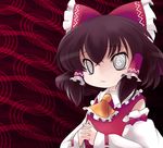  ascot bow brown_hair chibi detached_sleeves hair_bow hair_tubes hakurei_reimu short_hair solo touhou yume_shokunin 