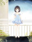  :o bad_id bad_pixiv_id barefoot black_hair blue_eyes dress highres jellybear legs original short_hair solo spread_toes transparent transparent_umbrella umbrella 