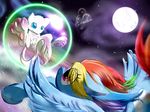  crossover equine female feral friendship_is_magic frist44 horse legendary_pok&#233;mon mammal mew moon my_little_pony nintendo pegasus pok&#233;mon pok&eacute;mon pony rainbow_dash_(mlp) shaggy shield video_games watching wings 