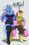  anthro anthrofied bags breasts clothed clothing duo equine eyes_closed female friendship_is_magic hair hi_res horn horse legwear male mammal moronsonofboron my_little_pony navel necklace parody pony purple_eyes red_hair sethisto shaded shirt shorts slut_girl smile stockings suggestive trixie_(mlp) unicorn voluptuous 