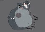  2026 after_kiss ambiguous_gender anthro artist_name axoarts big_butt big_moobs black_body black_bracelet black_ears black_eyes black_fur black_nose black_sclera black_tail blush bodily_fluids bracelet butt carrying_another crossgender digital_media_(artwork) domestic_cat duo english_text eye_contact felid feline felis fur grey_background grey_body grey_ears grey_fur grey_nipples grey_tail guillotina_(mewgenics) gurgle_(sound_effect) hand_on_hip hand_on_own_hip hi_res holding_another huge_butt jewelry looking_at_another male mammal mewgenics moobs multicolored_body multicolored_fur nipples obese obese_anthro obese_male onomatopoeia open_mouth overweight overweight_anthro overweight_male rumbling_stomach saliva saliva_string scared sharp_teeth simple_background size_difference sound_effects spiked_bracelet spikes standing tail teeth text thick_thighs three-quarter_view tongue tongue_out two_tone_body two_tone_fur two_tone_tail vore white_body white_eyes white_fur white_tail 