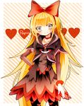  animal_print arm_warmers bat_print black_legwear blonde_hair blue_eyes blush bow character_name choker cropped_jacket dokidoki!_precure hair_bow heart huge_bow long_hair md5_mismatch pantyhose precure print_legwear regina_(dokidoki!_precure) skirt smile solo yuucho_(cololal) 