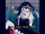  1girl 1woman adult black_hair blue_eyes bug butterfly colored_skin ening_xoxo highres long_hair non-web_source solo white_hair white_skin 