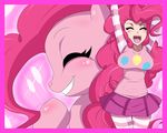  clothed clothing equine eyes_closed female feral friendship_is_magic hair horse human humanized mammal my_little_pony navel ninja-8004 pinkie_pie_(mlp) pony purple_eyes smile 