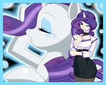  clothed clothing equine eyeshadow female feral friendship_is_magic hair hi_res horn horse human humanized makeup mammal my_little_pony ninja-8004 one_eye_closed pony purple_eyes rarity_(mlp) smile unicorn 