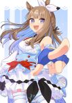  +_+ 1girl absurdres almond_eye_(the_changer)_(umamusume) almond_eye_(umamusume) animal_ears bare_shoulders blue_eyes blue_gloves blush bow_hairband braid braided_sidelocks breasts brown_hair checkered_collar colored_inner_hair commentary_request detached_sleeves dress fingerless_gloves gloves hair_ornament hairband hairclip highres horse_ears horse_girl long_hair looking_at_viewer medium_breasts multicolored_hair open_mouth pointing pointing_at_viewer red_button sidelocks smile solo symbol-shaped_pupils teeth thighhighs twintailtyan umamusume white_hairband white_thighhighs x-shaped_pupils 