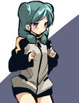  bad_id bad_pixiv_id beta_(inazuma_eleven) blush green_hair inazuma_eleven_(series) inazuma_eleven_go inazuma_eleven_go_chrono_stone izumi39 jacket no_pupils purple_eyes raimon simple_background sketch solo track_jacket 