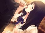  1girl black_hair blush fellatio game_cg innocent_grey kara_no_shoujo long_hair oral sugina_miki uncensored 