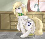  butt collar cutie_mark equine female feral friendship_is_magic hair horse laydeekaze mammal my_little_pony open_mouth peeing peeing_into_bowl pegasus pony solo urine watersports wings 