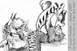  bent_over duo feline female interspecies lesbian looking_back lord_foxhole lynx mammal nude raised_tail skunk smile tina_lynx zig_zag 