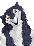  bottomless chest_tuft clothed clothing cute female fur green_eyes half-dressed markings plain_background rain_silves sergal smile solo tamasan topless tuft white_background white_fur yellow_eyes 