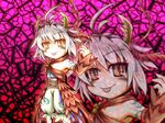  chibi duel_monster horns looking_at_viewer red_eyes silver_hair solo sore_(whirlwind) tongue traptrix_myrmeleo yuu-gi-ou zoom_layer 