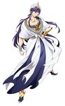  bad_id bad_pixiv_id dalc_rose full_body hand_on_hip jewelry long_hair looking_at_viewer magi_the_labyrinth_of_magic male_focus purple_hair simple_background sinbad_(magi) solo turban white_background yellow_eyes 
