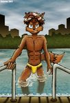  anthro biceps blue_eyes chipmunk elias_acorn male mammal muscles pecs pool rodent sega smile solo sonic_(series) speedo squirrel standing swimming_pool swimsuit thizorac topless underwear water wet 