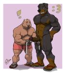  2026 5_fingers 5_toes abs anthro areola biceps big_feet big_muscles big_penis biped black_body black_fur black_nose blue_eyes border bottomwear broad_shoulders brown_body brown_fur brown_nipples brown_penis buckteeth bulge canid canine canis cel_shading cheek_tuft chestnuts_(artist) claws clothing deltoids domestic_dog duo ears_back emoticon erection exclamation_point facial_tuft fangs feet fingers flip_flops flip_flops_only floppy_ears footwear forearm_muscles fur genitals glans gloves_(marking) green_eyes grey_body grey_claws grey_fur grey_nose hand_on_butt hand_on_own_butt hands_on_hips hands_on_own_hips head_tuft holding_measuring_tape holding_object humanoid_feet humanoid_genitalia humanoid_penis leg_markings looking_at_another looking_at_another's_penis looking_at_genitalia looking_at_penis male male/male mammal markings marsupial mastiff measuring measuring_penis molosser moobs mostly_nude multicolored_body multicolored_fur musclegut muscular muscular_anthro muscular_male navel nipples open_mouth pawpads pecs penis pink_nipples pink_pawpads pivoted_ears plantigrade pubes purple_background quads rottweiler sandals shaded sharp_teeth shocked shoes shorts signature simple_background size_difference smiley_face smug snout socks_(marking) standing stocky surprised tan_body tan_fur tape_measure teeth thick_limbs thick_penis thick_thighs tight_bottomwear tight_clothing tight_shorts toe_claws toes toothy_smile triceps tuft two_tone_body two_tone_fur vein veiny_penis vombatiform whisker_spots white_border wide_eyed wombat 