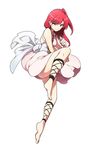  ankle_lace-up bad_id bad_pixiv_id barefoot cross-laced_footwear dalc_rose feet full_body long_hair looking_at_viewer magi_the_labyrinth_of_magic morgiana one_side_up red_eyes red_hair simple_background smile solo white_background 