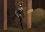 absurd_res anthro auburn_(auburnthegoat) bdsm bondage_gear bondage_gloves boots bridle chastity_cage chastity_device clothing crazydonkey footwear gag halter handwear harness_gag hi_res hoof_boots hoof_gloves male nipple_clamp petplay ponyplay roleplay shoes solo story story_in_description