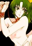  bdsm black_background bondage bound bound_wrists breasts green_eyes green_hair medium_breasts midorikawa_nao nipples nude precure ribbon simple_background smile_precure! solo tima 