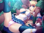  1girl 3boys armor black_thighhighs blonde_hair blue_eyes blush breast_slip breastplate breasts broken_armor cameltoe celica_mel_nortoria censored clothes_lift dark-skinned_male dark_skin defeat fingerless_gloves game_cg gangbang gloves greaves group_sex hairband hetero holding_another's_wrist imminent_rape inoino interracial large_breasts leg_grab long_hair lying male_masturbation masturbation monsters_raid mosaic_censoring multiple_boys nipples no_bra non-web_source official_art on_back one_breast_out open_mouth panties penis pink_panties pleated_skirt rape restrained self-datamine skirt skirt_lift solo_focus spread_legs sweat thighhighs torn_clothes underwear variant_set 