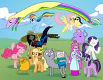  adventure_time angel_(mlp) anthro apple applejack_(mlp) backpack black_hair blonde_hair boots canine clothed clothing cowboy_hat crossover crown cutie_mark dog elephant empty-10 equine eyes_closed female feral finn_the_human floating freckles friendship_is_magic fruit green_eyes hair hat horn horse human jake_the_dog labcoat lady_rainicorn lagomorph lumpy_space_princess male mammal marceline multi-colored_hair my_little_pony navel pants penguin pink_hair pinkie_pie_(mlp) pony princess_bubblegum purple_eyes purple_hair rabbit raibow_dash_(mlp) rainbow_dash_(mlp) rainbow_hair rarity_(mlp) shirt shorts standing tree_trunks twilight_sparkle_(mlp) two_tone_hair unicorn vampire wings 