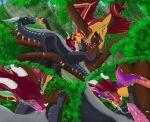  absurd_res animal_genitalia belly birdofgrain black_body blue_eyes bodily_fluids branch breasts butt butt_tattoo clitoris clitoris_piercing clitoris_ring cum cum_in_mouth cum_inside dragon duo ear_piercing european_mythology female feral food forest fruit genital_fluids genital_piercing genital_slit genitals graineater green_eyes green_paws green_vulva grey_belly hi_res horn knot knotted_penis male male/female mango_(fruit) mythological_creature mythological_scalie mythology nightwing_(wof) non-mammal_breasts oral outside_sex penis penis_in_mouth piercing plant pupils rainforest rainwing_(wof) red_body ring_piercing scalie sex slit_pupils starsign tattoo teats tree vaginal_fluids vulva vulva_piercing vulva_ring western_dragon wings wings_of_fire yellow_belly 