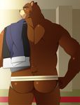  &#65418;&#65439;&#65437;&#65410;&#12399;boxer&#27966; anus back bear biceps big_muscles brown_fur butt clothing fur grin grizzly_bear jockstrap juuichi juuichi_mikazuki looking_away male mammal morenatsu muscles solo standing topless underwear unknown_artist 