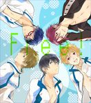  bad_id bad_pixiv_id blonde_hair blue_eyes blue_hair brown_hair circle_formation free! gaw_(enasa) glasses green_eyes hazuki_nagisa jacket male_focus matsuoka_rin multiple_boys nanase_haruka_(free!) purple_eyes purple_hair ryuugazaki_rei shirtless smile tachibana_makoto track_jacket 