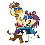 animal_crossing anthro bodily_fluids crying eulipotyphlan female female/female fur giraffe giraffid gracie_(animal_crossing) hedgehog hi_res hug label_able love mammal nintendo purple_body purple_fur sanrioboyirl tears tears_of_joy