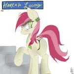  anus blush clothing cutie_mark equine female flower green_eyes hair horse looking_at_viewer majikplant420 mammal my_little_pony panties pink_hair pony rose simple_background solo two_tone_hair underwear 