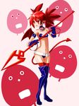  bangle bat_wings belt boots bracelet choker demon_girl demon_tail disgaea disgaea_d2 earrings esp_(hidaryuhidaryu) etna flat_chest gloves jewelry panties pointy_ears polearm red_eyes red_hair skull solo spear tail thigh_boots thighhighs twintails underwear weapon wings 