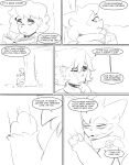 absurd_res anthro book cheek_tuft clothing comic dialogue drinking duo facial_hair facial_scar facial_tuft female floragato generation_9_pokemon grass hand_to_face head_tuft hi_res hug juice male nature nintendo outside plant pokemon pokemon_(species) reading reading_book sad scar shirt spicykiwi story t-shirt talking_to_another text thinking thomas_(spicykiwi) topwear tree tuft tulip_(spicykiwi)