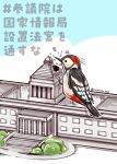  animal animal_focus bird bird_request black_bird building chiyoda_(tokyo) commentary_request highres multicolored_bird national_diet_building no_humans original oversized_animal tama_(hiroshige_36) tokyo_(city) translation_request twitter_username 