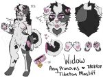 ambiguous_gender anthro buggaboopz canid canine canis collar domestic_dog female fur grey_body grey_fur heart_symbol hi_res livestock_guardian_dog male mammal molosser mountain_dog pastoral_dog paws reference_image solo tibetan_mountain_dog trans_(lore) white_body white_fur widow