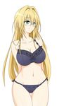  absurdres artist_request black_bra black_panties blonde_hair bra breasts glasses green_eyes highres huge_breasts lingerie long_hair panties simple_background solo source_request strap_gap tearju_lunatique thigh_gap to_love-ru to_love-ru_darkness underwear underwear_only white_background 