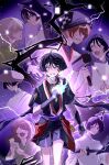  4boys arm_at_side armor black_bodysuit black_hair black_kimono black_lightning black_shorts black_sleeves blue_fire blunt_ends blush bodysuit brown_hair choppy_bangs clenched_hand closed_mouth clothing_cutout commentary_request crying crying_with_eyes_open doll dual_persona electricity eyelashes eyeliner faceless faceless_male facing_another feathers fire furisode genshin_impact gold green_kimono hammer hand_on_own_chest hand_up headscarf highres holding holding_doll holding_hammer holding_sword holding_weapon japanese_armor japanese_clothes jewelry juban kariginu kimono kote kurokote layered_sleeves looking_at_another looking_at_object makeup mandarin_collar multiple_boys neck_ring nero_hanken niwa_(genshin_impact) o-ring open_clothes open_kimono open_mouth purple_sash purple_sleeves purple_veil red_eyeliner red_kimono red_sash sash scaramouche's_sickly_friend_(genshin_impact) scaramouche_(genshin_impact) scaramouche_(kabukimono)_(genshin_impact) shirt shorts shoulder_cutout smile string stuffed_toy sword tears teeth turtleneck turtleneck_shirt undershirt upper_teeth_only veil watermark weapon white_eyes white_kimono white_mouth yellow_feathers 